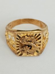 14k 585 Yellow Gold Chinese Dragon Ring - Size 8 - 4.9 Grams