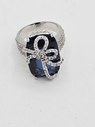 Gorgeous Large Blue Sapphire & Sterling Silver Ring - Size 8