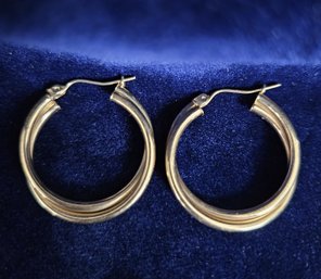 10k Yellow Gold Twisted Double Hoop Pierced Earrings 1.6 Grams