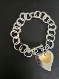 Sterling Silver 7' Heart Bracelet - 16.3 Grams
