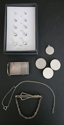Sterling Silver Jewelry Lot - Earrings, Pins, Buckle, Etc - 36.9 Grams