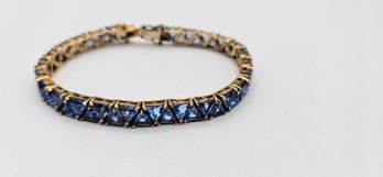 Sterling Silver Gold Vermeil Blue Glass Bracelet