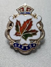 Sterling Silver & Enamel Canada Maple Leaf Pin 1901