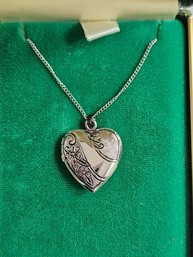 Sterling Silver Heart Locket & 16' Sterling Chain - Original Box