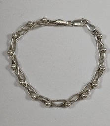 7' Sterling Silver Braided Ball Beads Bracelet - Italy