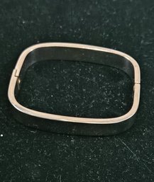 Heavy Sterling Silver Square Hinged Bangle Bracelet