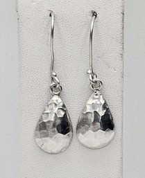 Sterling Silver .925 Hammered Teardrop Pierced Earrings