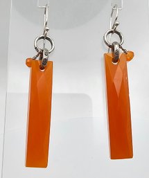 Carnelian Sterling Silver Drop Dangle Earrings 5.6 Grams