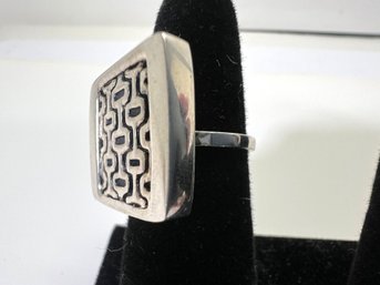 Artistic Geometric Sterling Silver Ring - Size 5 3/4'