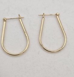 14k Yellow Gold Elongated Hoop Earrings - 1.5 Grams