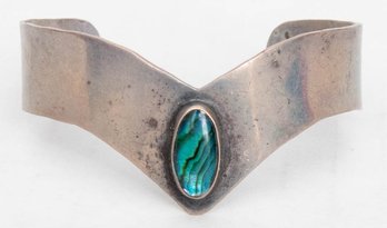 Signed K. P. Sterling Labradorite Cuff Bracelet 21.88g