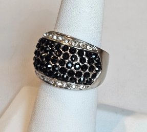 Vintage Park Lane Black 'supreme' Sterling Ring, Size 7, 10.0g