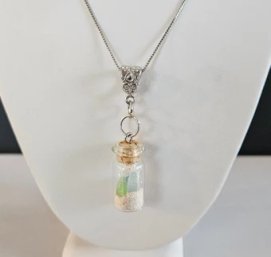 Sea Glass & Sand In A Bottle Sterling Silver Necklace