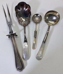 Sterling Silver & Mother Of Pearl Spoons & Fork