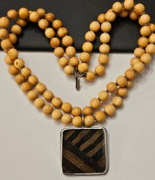 Ruby Ann Tobar Blanco Wood & Sterling 18'  Necklace