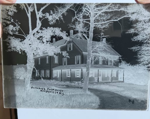 Antique Photographic Glass Negative, Hornbeck Farm House, Hurleyville NY, 5x 7'