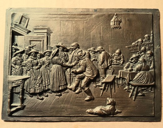 Arrival On The Dance Floor' 19th Century Bronze Relief Wall Plaque, Franz Von Defregger  1835-1921