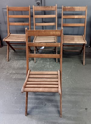Set Of 4 Vintage Folding Deck Chairs