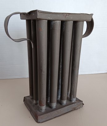 Antique Vintage 12 Taper Tin Candle Mold With Dual Handles, VG Condition
