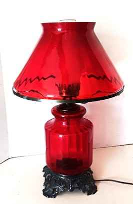 Fenton Gone With The Wind Lamp, BEAUMONT WEST VIRGINIA GLASS GWTW, 1970s, 3-Way Switch VG Condition