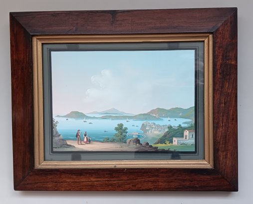 Antique 19th Century Painting Naples Da Mare Framed 14 By 11 Inch Approximate