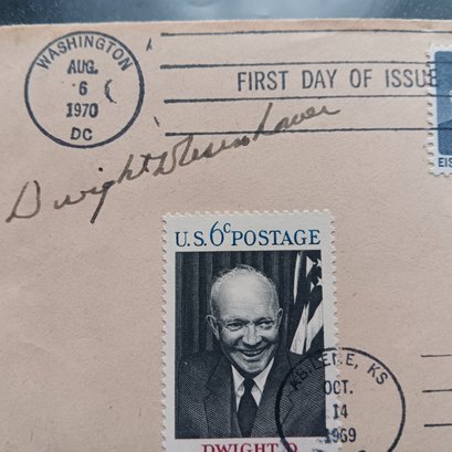 Signed FDC Envelope, Dwight D. Eisenhower,  Triple Cancelled Post Mortem: 1969 & 1970