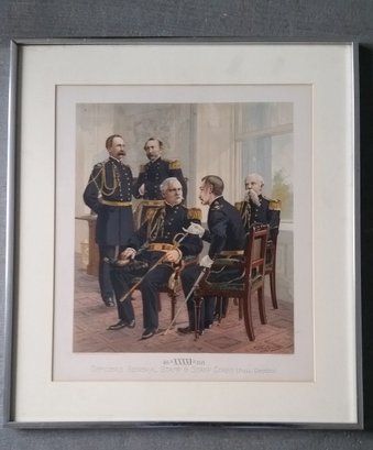 Civil War General's Staff In Full Dress, H.A. Ogden 1888 Good Condition Frame - 18 By 20 Inch