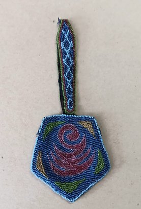 Native American Beaded Pouch, Iroquois Hand-made, 5' Pouch, Missing A Couple Of Beads