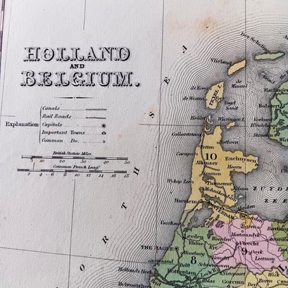 Antique 1846 Rare Original Map By H.L.Tanner, Holland & Belgium, 14x 17.5'