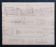 'Souvenirs De Marine Conserves', Late 1800s Ship Blueprint, 18x 22',