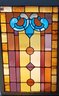 Antique Leaded Stained Glass Window, American Arts & Crafts Design Circa 1920, 6 Panes W/ Fractures, 49x33'