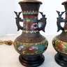 Japanese Cloisonne Lamps, Working 1 With Dent Impression, See Last Photo