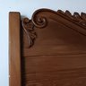Antique High-back Oak Headboard & Foot Board W/ Siderails, Deep Carved Crest, Full/ Double Size