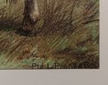 Antique 1885 Chromolithograph, Prang/ Beckmann 'Chillingham Cattle' Mat Size: 18x 22' VG Condition