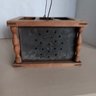Antique 1850s Primitive Pierced Tin And Wood Foot Warmer, Burn Marks Visible