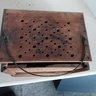 Antique 1850s Primitive Pierced Tin And Wood Foot Warmer, Removable Tray