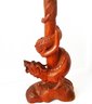 Vintage Hand Carved Wooden Table Lamp, Dragon Motif, Good Detail, Lamp Works