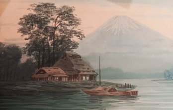 Vintage Japanese Water Color, Koshi Goto (1893 - 1929) Listed Artist,  Displayed In Mat & Framed 20x 23