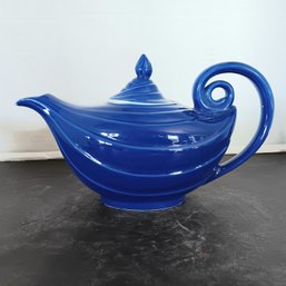 Vintage Hall Aladdin Shaped Teapot Cobalt Blue, Small Rim Flake, 6 Cup Size
