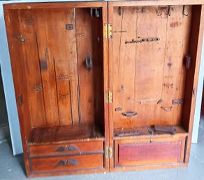 Antique Upright Craftsman's Tool Cabinet, Dovetailed Case W/ Drawers, Circa 1900