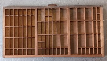 Antique Printer's Wooden Type Tray, 17x 32 Inch