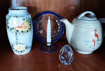 Lot Of 16 Glass & Porcelain Items: Wedgwood, Ginori, Bavaria, Lusterware (See Description For List)
