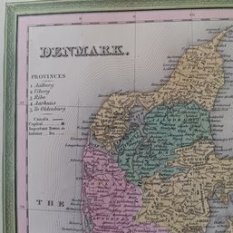 Antique 1846 Rare Original Map By H.L.Tanner, Denmark, 14x 17.5'