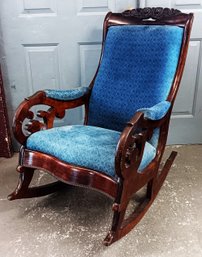 Antique 1890s Lincoln Rocking Chair, Solid & Needs Cleaning