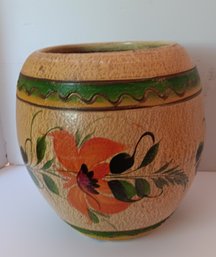 Mexican Terracotta Pot, Hand Made/ Paint Decorated, 12' High 7.7' Opening