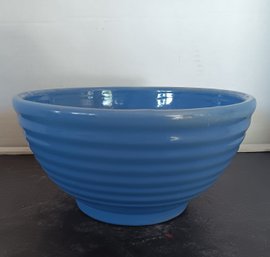 Vintage 1940s Stoneware Batter/ Mixing Bowl, Blue Ringware 10' Bowl