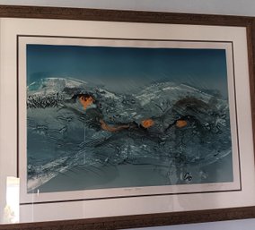 Large 32x 42' Contemporary Litho #1/1, French Mont De Sene 'Dragon Sene', Signed/ Framed