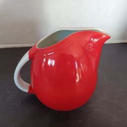 Vintage 1950s Red And White Pitcher, Halls