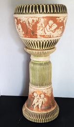 Vintage Roseville Donatello Art Pottery Ceramic Jardiniere & Pedestal