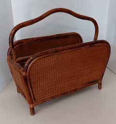 Vintage Bamboo Rattan & Woven Cane Magazine/ Newspaper Rack